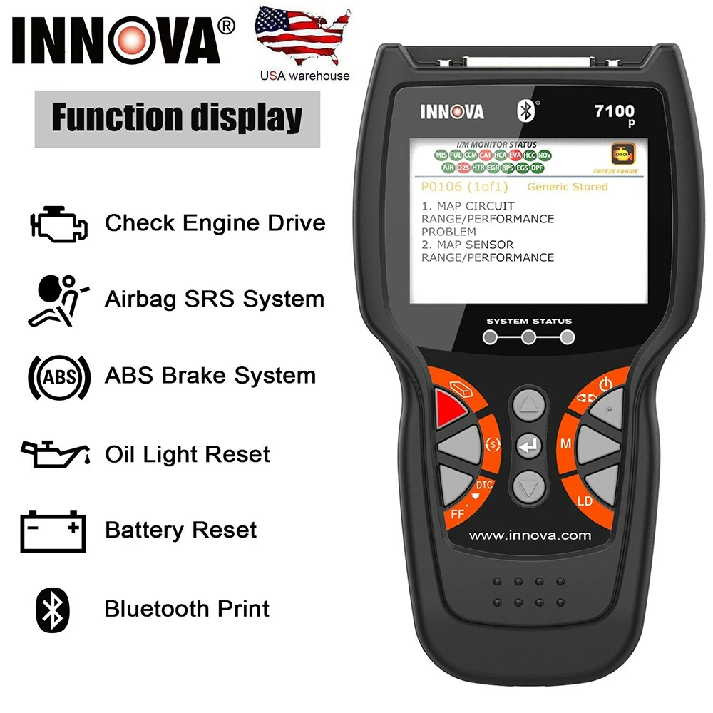 Innova 7100 P OBD2 сканер OBD 2 диагностический двигателя автомобиля ABS подушки