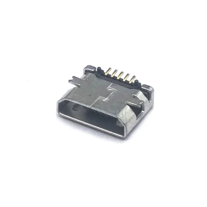 

30 шт./лот, разъемы Micro USB типа B SMT с плоскими краями, 5 контактов, гнездовой разъем, концевые заглушки, клеммы для Samsung, Huawei