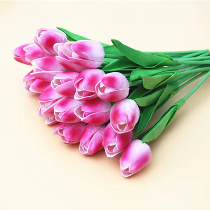Tulip D8 Dark Pink Высокое качество, 1 шт., красные, розовые тюльпаны, искусственный цветок, искусственная кожа, искусственный тюльпан, настоящее на ощупь, свадебные украшения, для дома, вечерние, свадебные букеты - Цвет: Tulip D8 Dark Pink