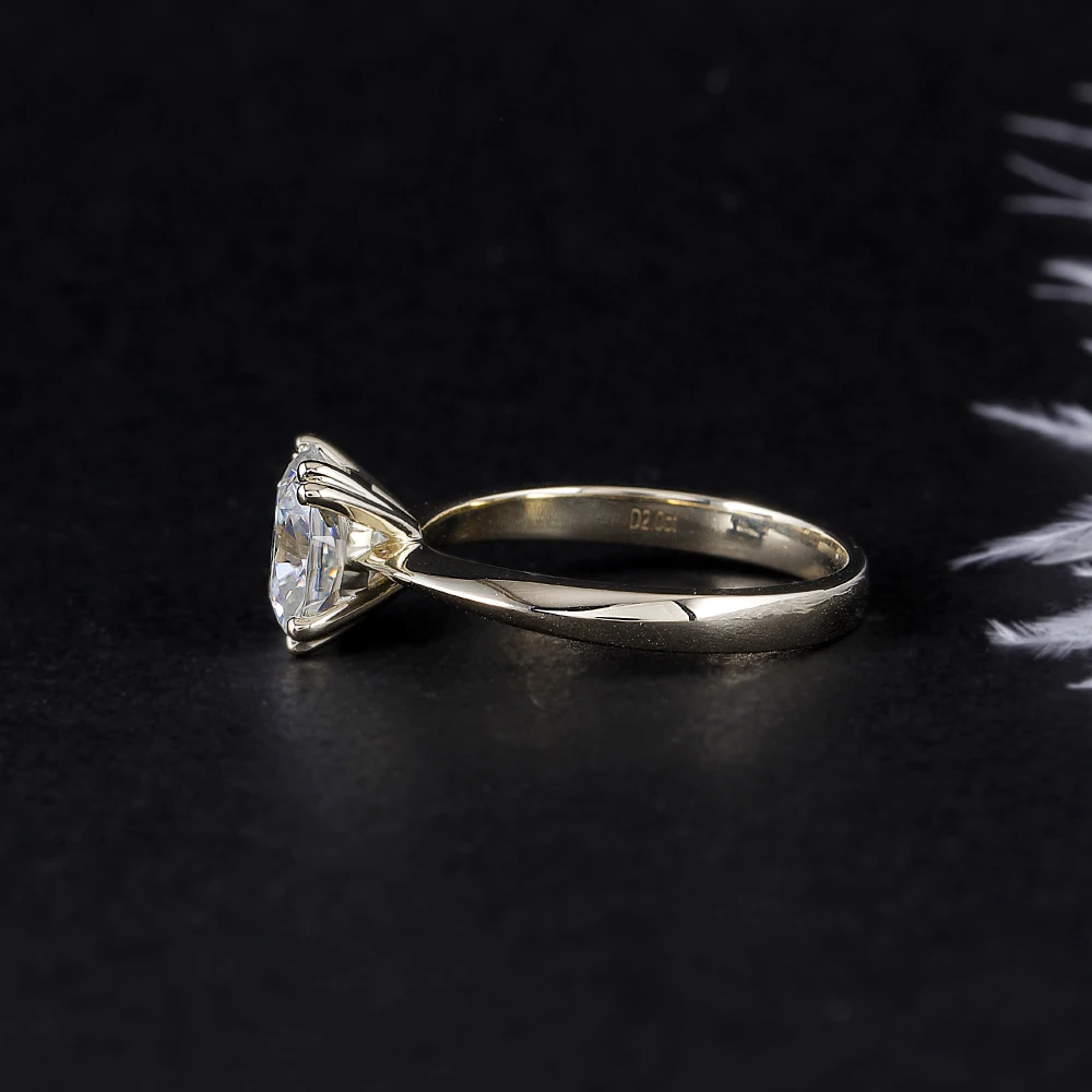 DovEggs классическое 14 к желтое золото 2ct 7*8 мм F цвет обручальное кольцо для женщин свадебный подарок дамы муассанит кольцо с бриллиантом