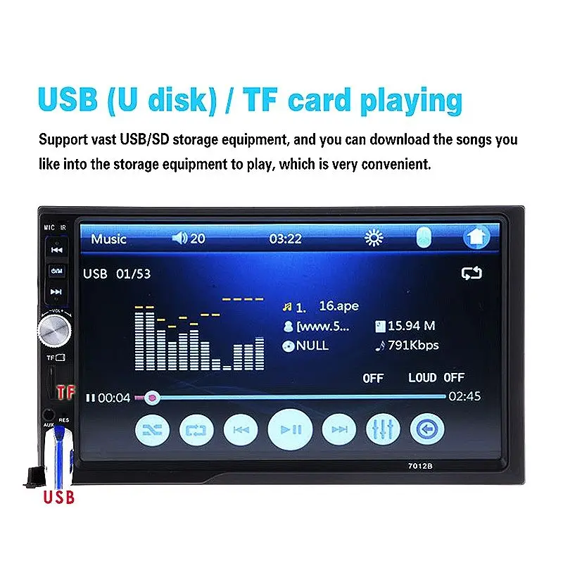 7012B 7-дюймовый Bluetooth V2.0 автомобильный аудио стерео сенсорный экран MP5 плеер с