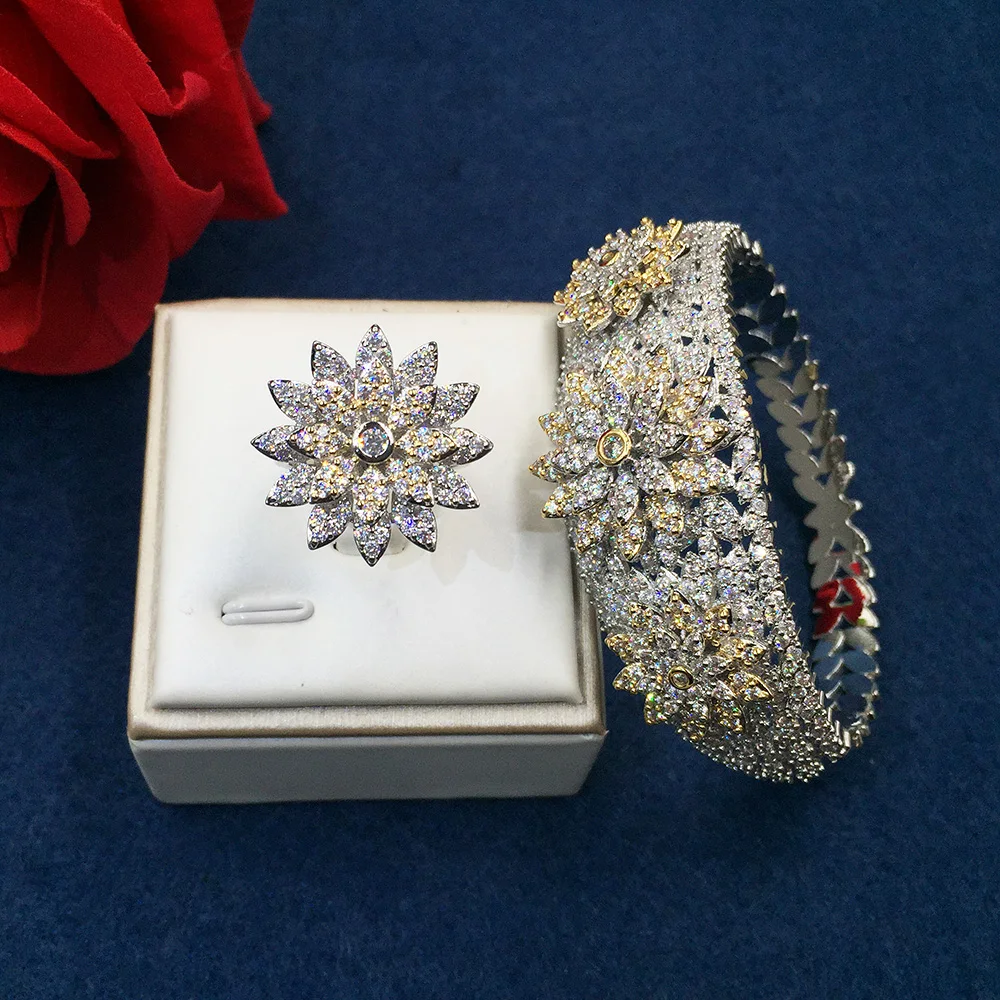 GODKI модные роскошные супер блестящие Стерео цветы AAA кубического циркония для