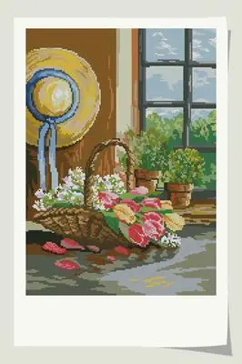 

Вышивка крестиком, наборы для вышивания, 11CT и 14CT, цветочные корзины и соломенная шляпа