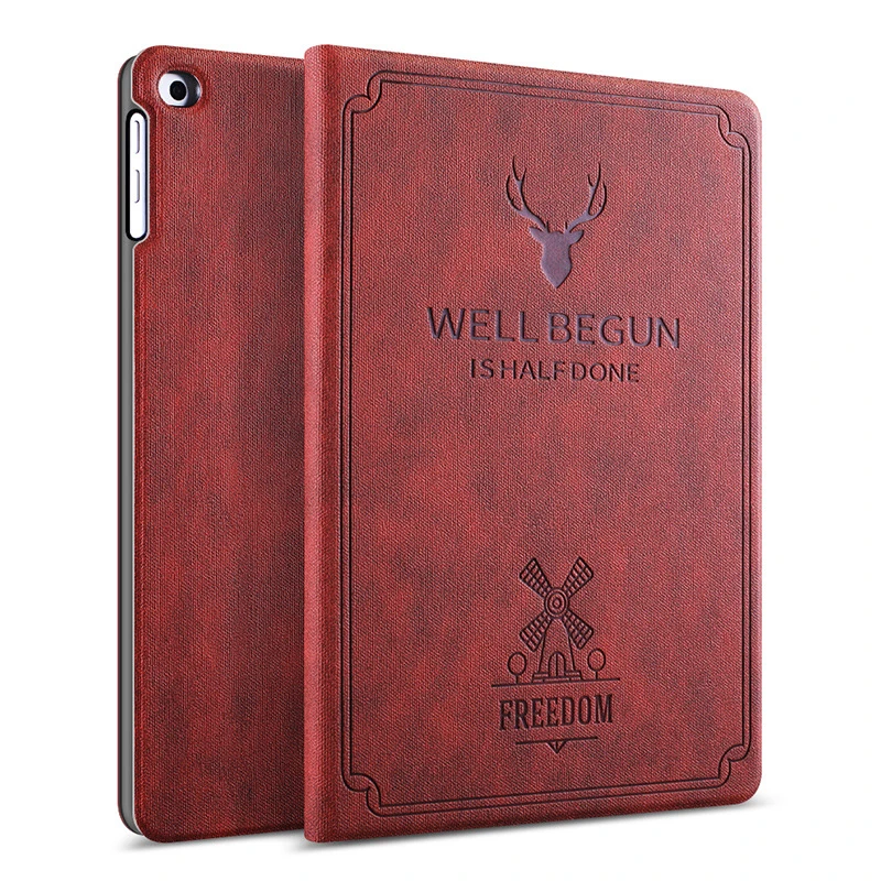 Wine Red hard Для ipad mini чехол, GOLP Ретро олень узор из искусственной кожи для ipad mini 1 2 3 Coque чехол Смарт Стенд для ipad mini 2 - Цвет: Wine Red hard