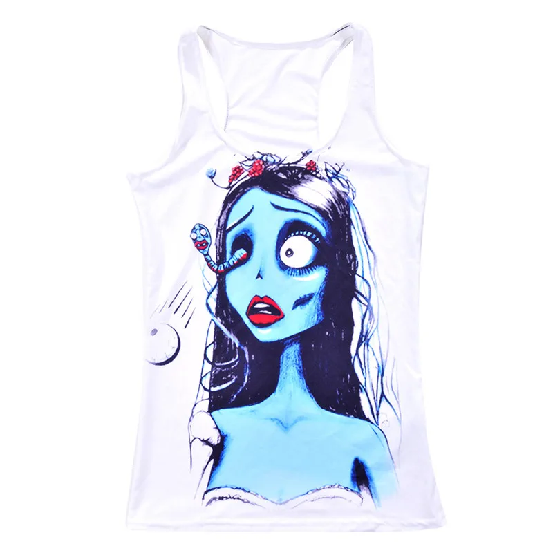 Прямая поставка Летний стиль модные сексуальные женские майки с принтом ЗОМБИ