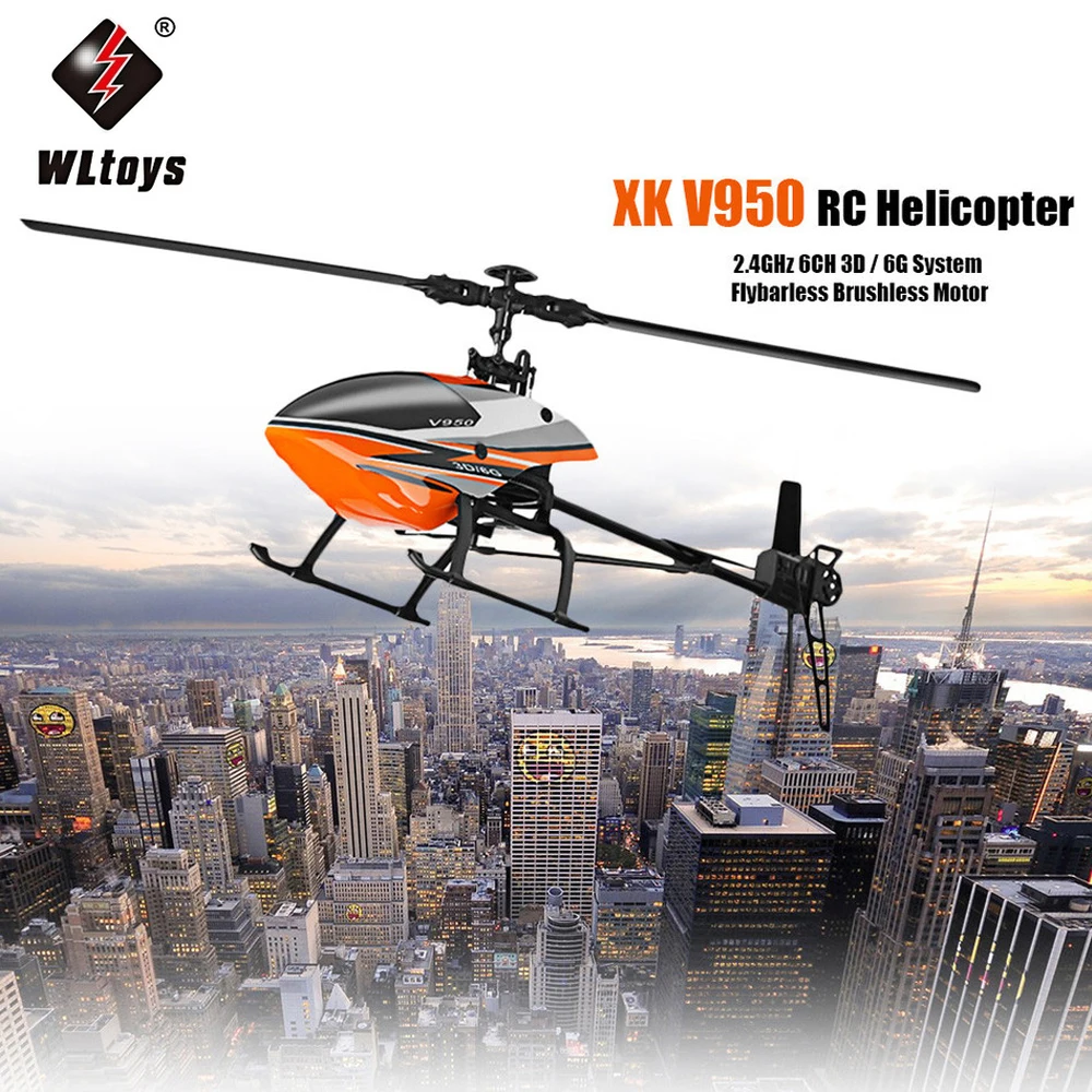 

WLtoys V950 Big RC Helicopter 2.4G 6CH 3D6G System Brushless Motor Flybarless Remote Control Airplane RTF Outdoor Toys for Boys