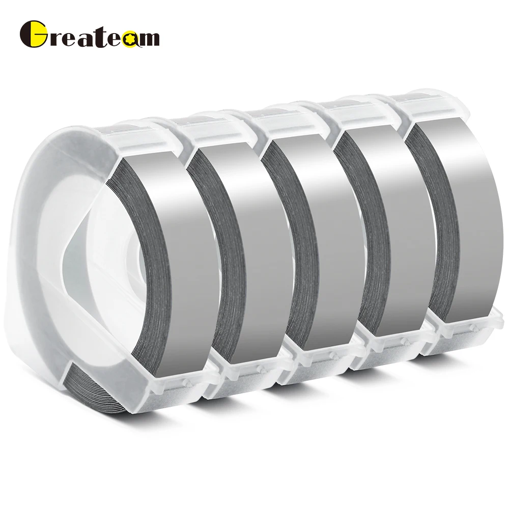 Greateam 5 шт. 3D 9 мм белый на Щепка DYMO самоклеящаяся виниловая лента с тиснением для