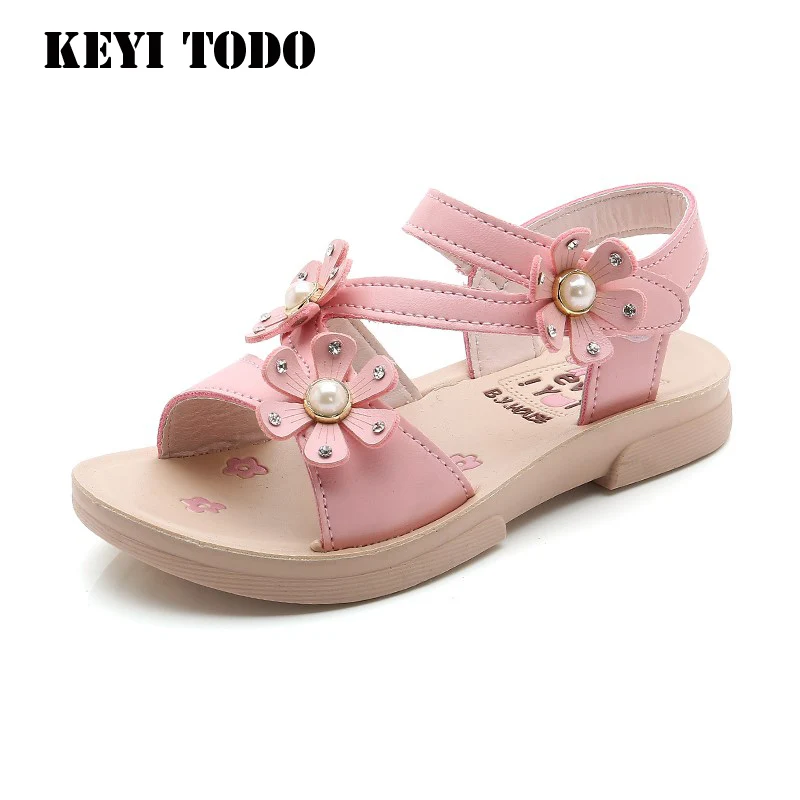 Детские сандалии для младенцев с бантом и жемчугом пляжные детские принцессы в