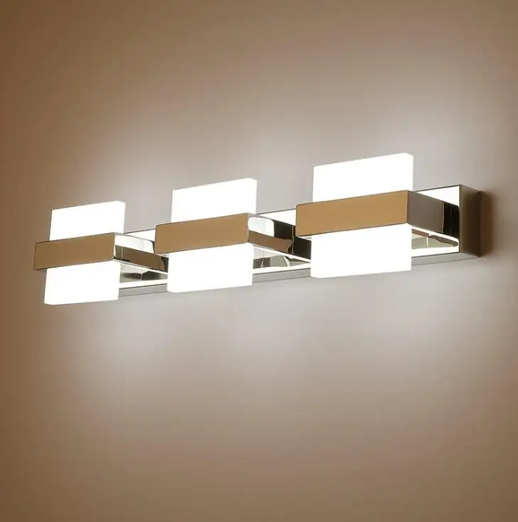 

New 3 head mirror headlights LED bathroom stainless steel acrylic bathroom light waterproof mirror lamps