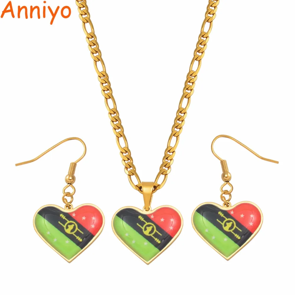 Anniyo/сердце PNG Южное высокогорье ювелирные наборы ожерелья и серьги для женщин