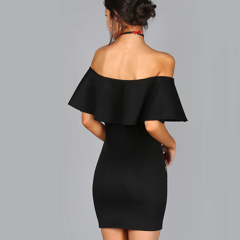 2017 летнее женское платье Сексуальное вечернее с вышивкой и открытыми плечами