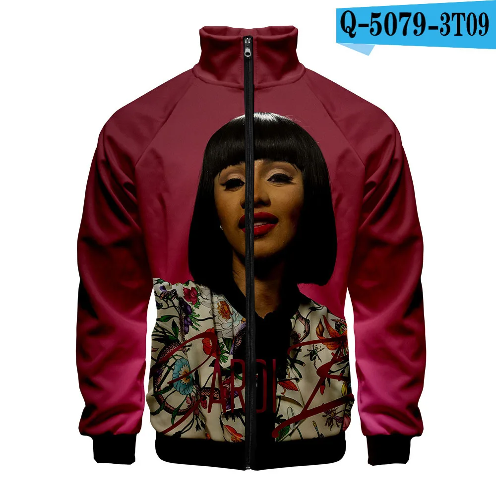 Rapper Cardib Cardi B женские/мужские худи толстовки 3D чехол с принтами воротником на молнии куртка повседневная тонкая спортивная одежда с капюшоном уличная - Цвет: D