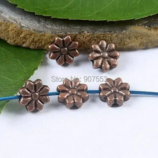

50pcs antiqued copper tone 2sided flower spacer beads H1936