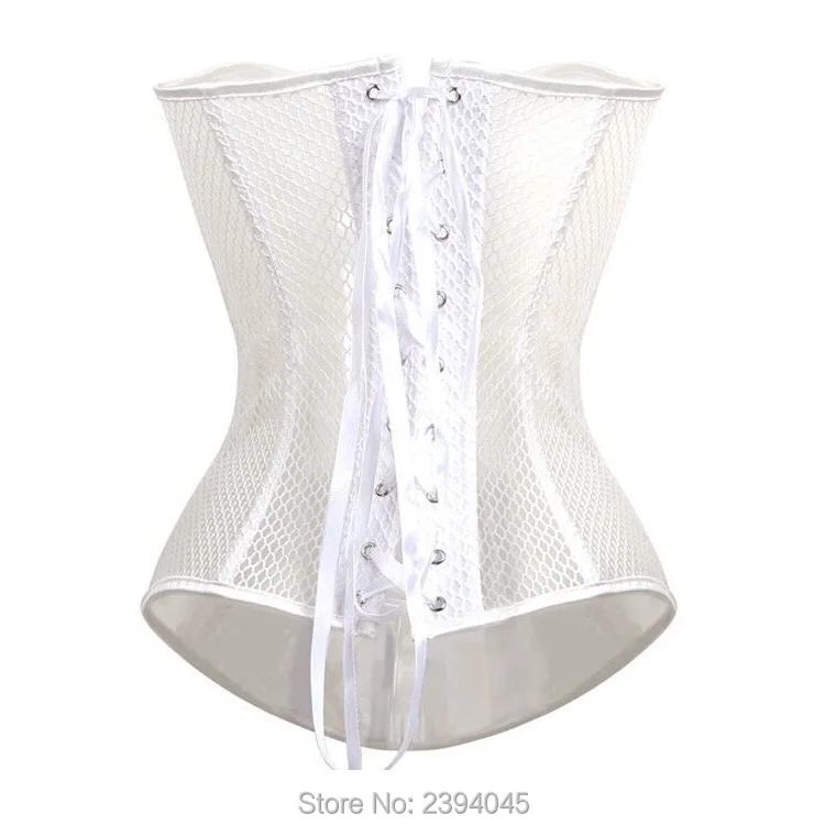 Сексуальная Сталь Boned Корсеты женщин Готический Сетки Дышащий Черный Бюстье