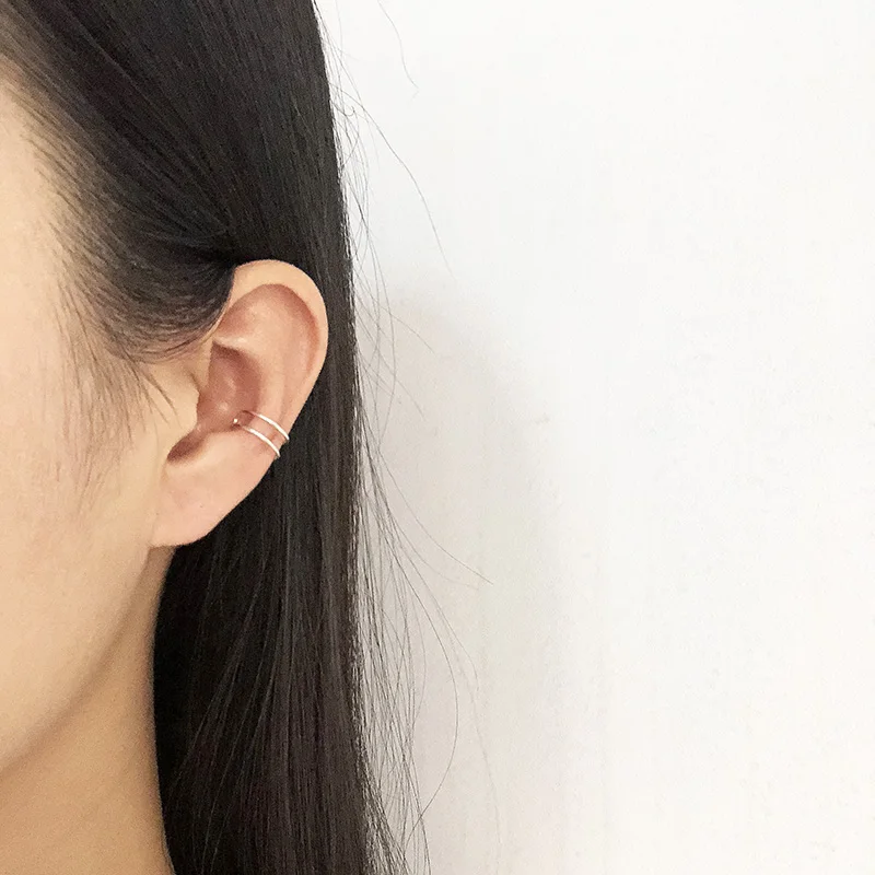 Простые серьги клипсы с двойными линиями домино ручной работы не проколотые