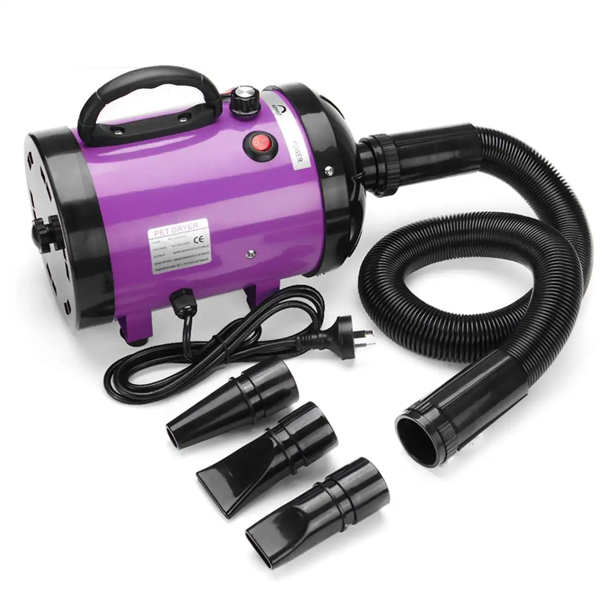 Purple 2800 Вт, фен для домашних животных, набор для ухода за собакой/кошкой, фен/воздуходувка, мотор, супер теплый ветер, Большой/Гигантский, для домашних животных/сушилка для одежды - Цвет: Purple