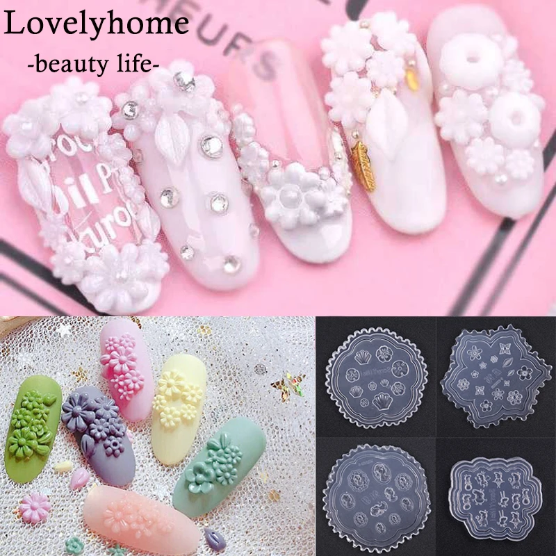 3d шаблоны для дизайна ногтей форма резьбы по ногтю статуя моллюска лист лотоса