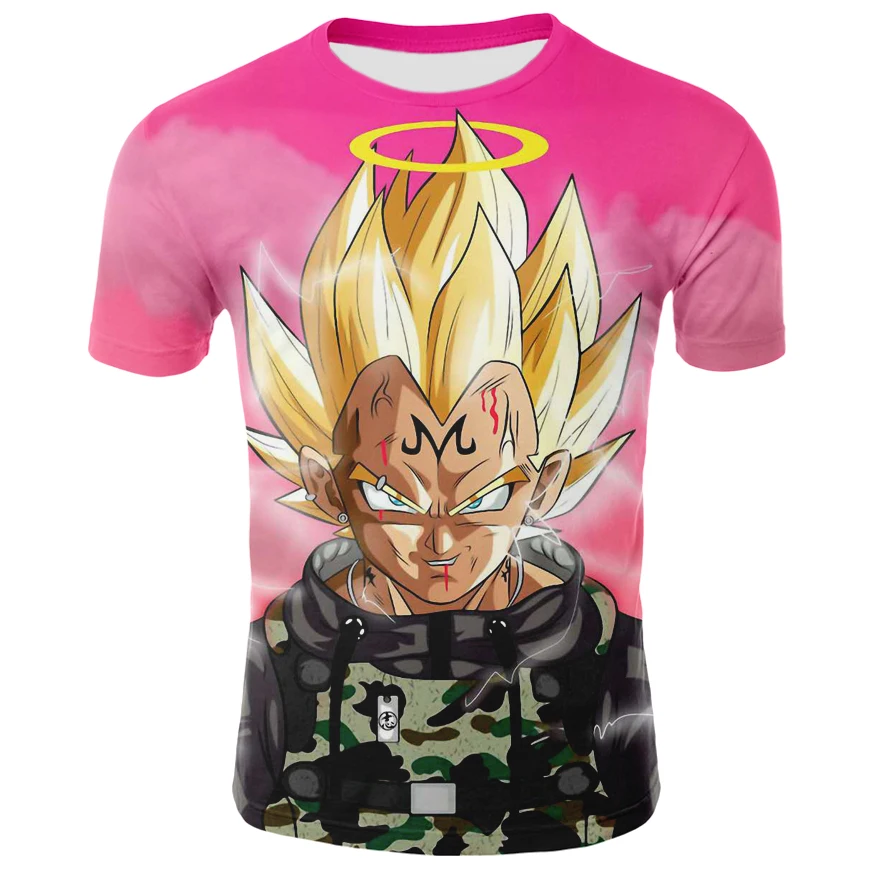Бренд Dragon Ball Z футболка Goku зеленые волосы метеорит одежда топы с узором в виде