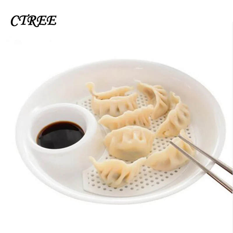 

CTREE Double Layer Plate Dumplings Dish Fruit Bowl Large With Vinegar Sauce Fruit Plate Water Belt Vinegar Dish New Popular C640