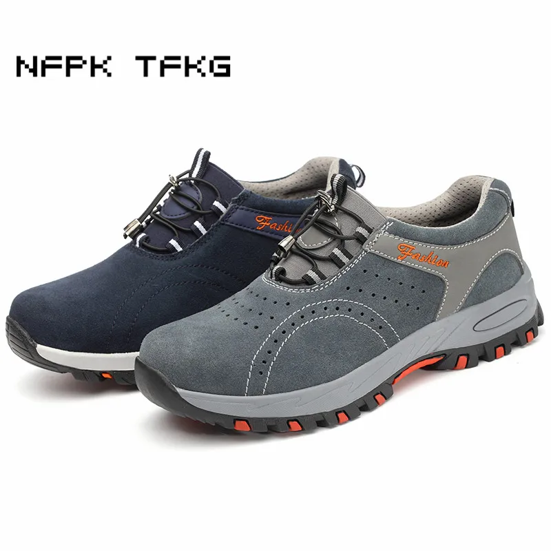 

men large size comfort steel toe caps work safety shoes construction site worker sneakers anti-puncture security boots protect