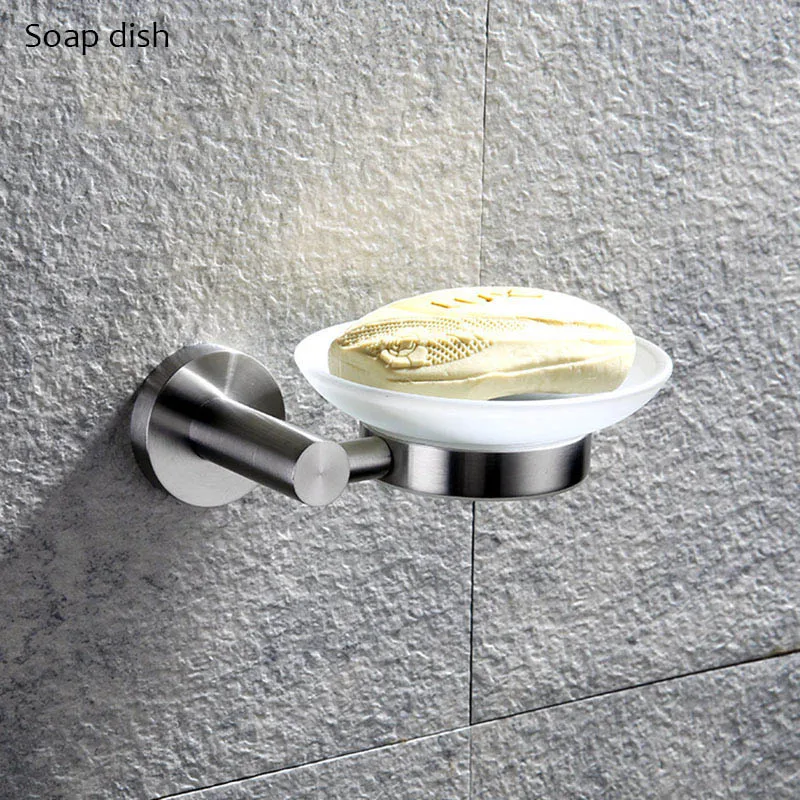 Soap dish Матовая нержавеющая сталь с круглым дном, крепится на стену, аксессуары для полотенец, вешалка для полотенец, держатель для бумаги, крючок для халата, мыльница - Цвет: Soap dish