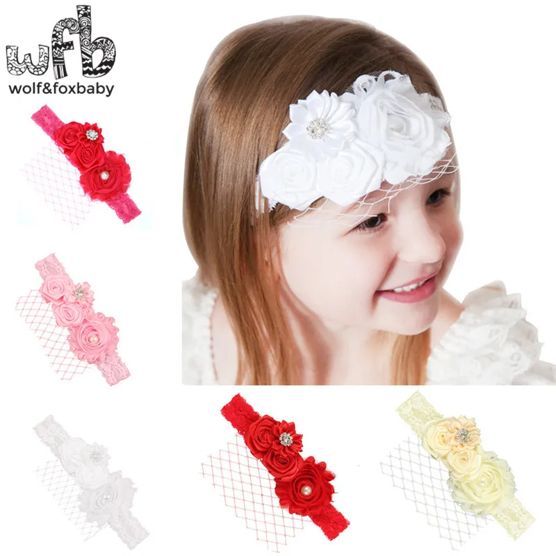 

Retail headband Lace rose handmade hair accessories baby infant Kids children
