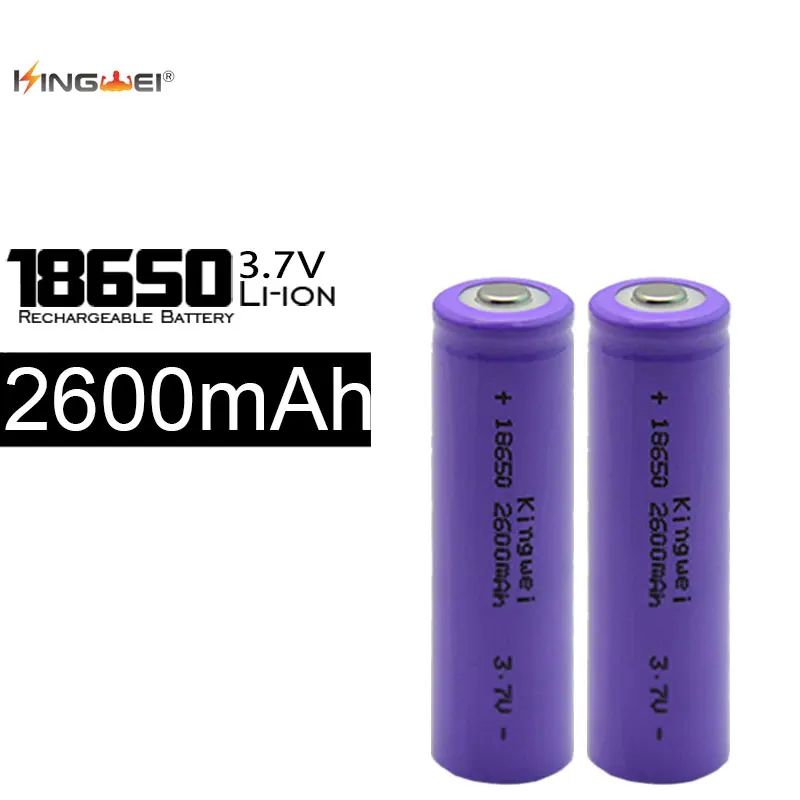 

Factory Sale 10Pcs/lot KingWei Purple 18650 3.7v 2600mah Rechargeable Li-ion Battery Freeshipping