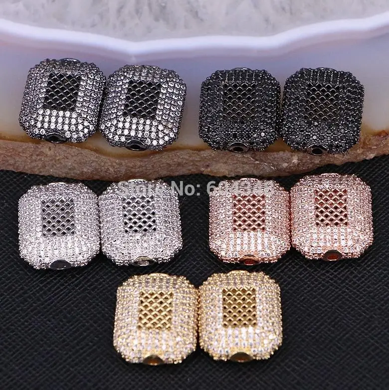 mix color 5 шт. ZYZ183-9237 микро Pave CZ металлические медные бусины для изготовления ожерелья браслеты DIY бусины, квадратные разделители аксессуары для шармов - Цвет: mix color