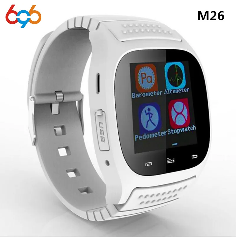696 водонепроницаемые Смарт-часы M26 Bluetooth Смарт-часы телефон Повседневный водонепроницаемый светодиодный дисплей для телефона Android - Цвет: white