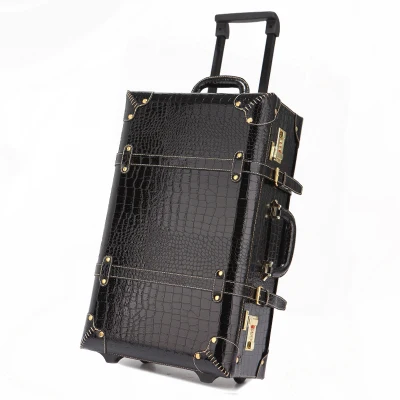 luggage Ретро чемодан на колесиках, набор, Женский чехол с паролем, набор, чехол на колесиках, 24 дюйма, винтажная сумка для путешествий, сумки на плечо - Цвет: luggage