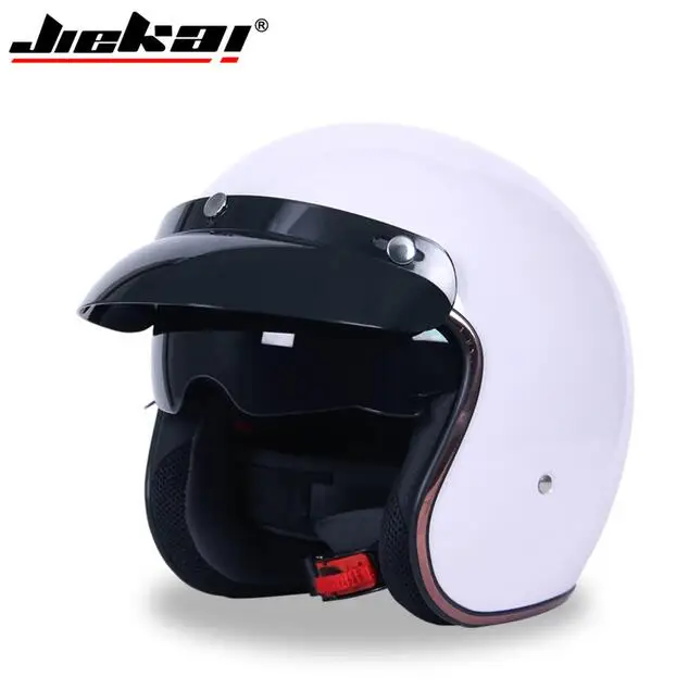 Мотоцикл Jiekai шлем 3/4 с открытым лицом Винтаж Casco Moto Jet скутер для езды на мотоцикле