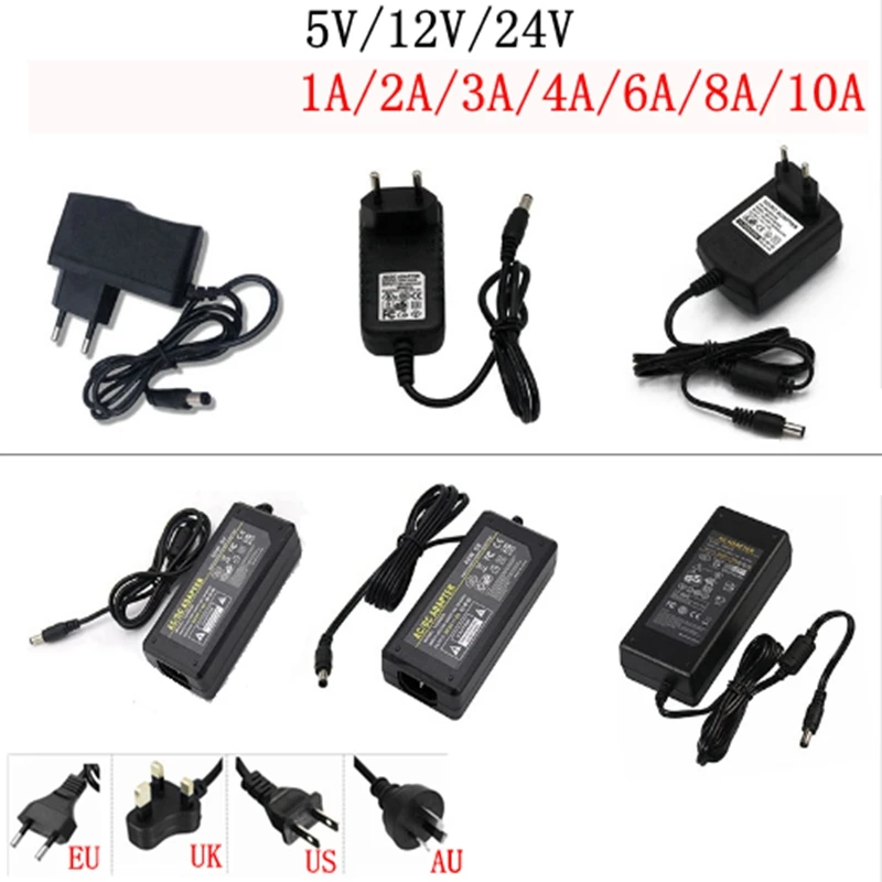 110V 220V AC в DC 5 V/12 V/24 V адаптер питания трансформатор освещения 1A/2A/3A/4A/5A/6A/8A/10A 5,5x2,1mm для светодиодные ленты Драйвер