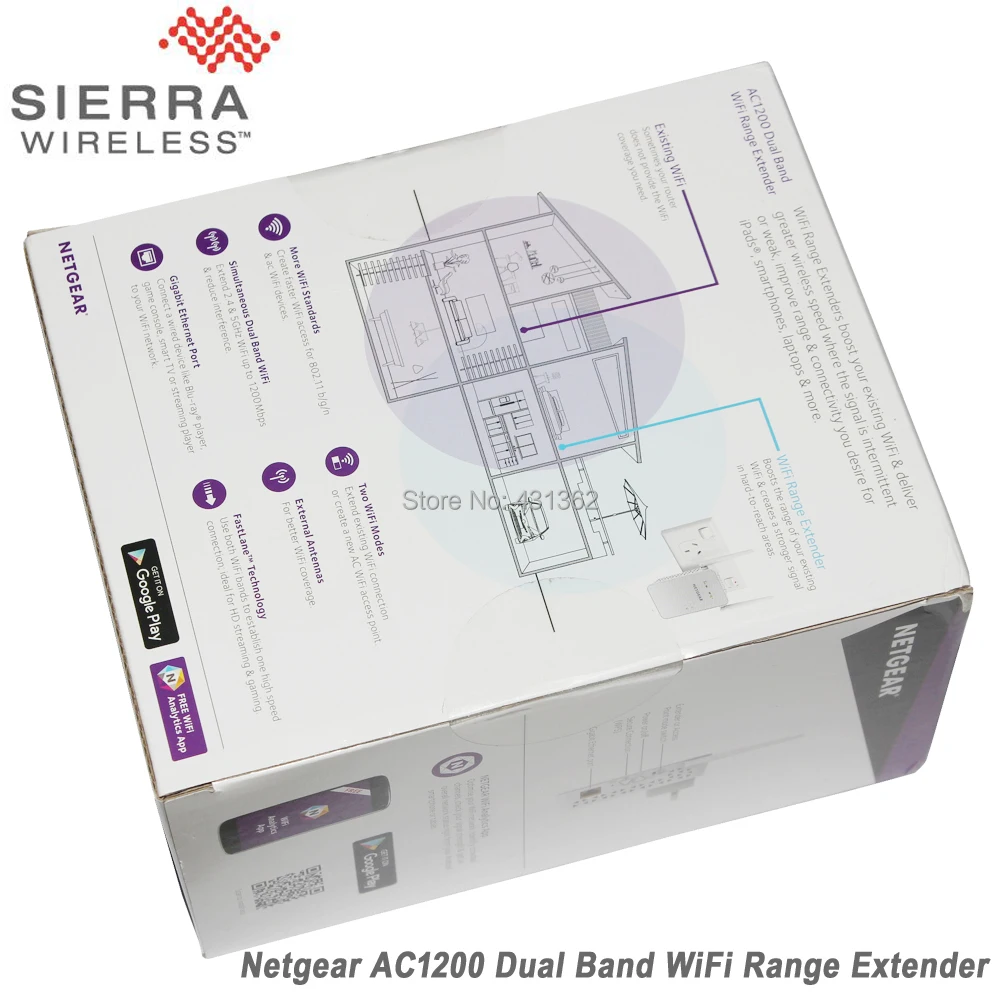 Двухдиапазонный удлинитель NETGEAR 11AC 1200 Мбит/с 802.11ac (300 + 900 Мбит/с)|Сетевые адаптеры c