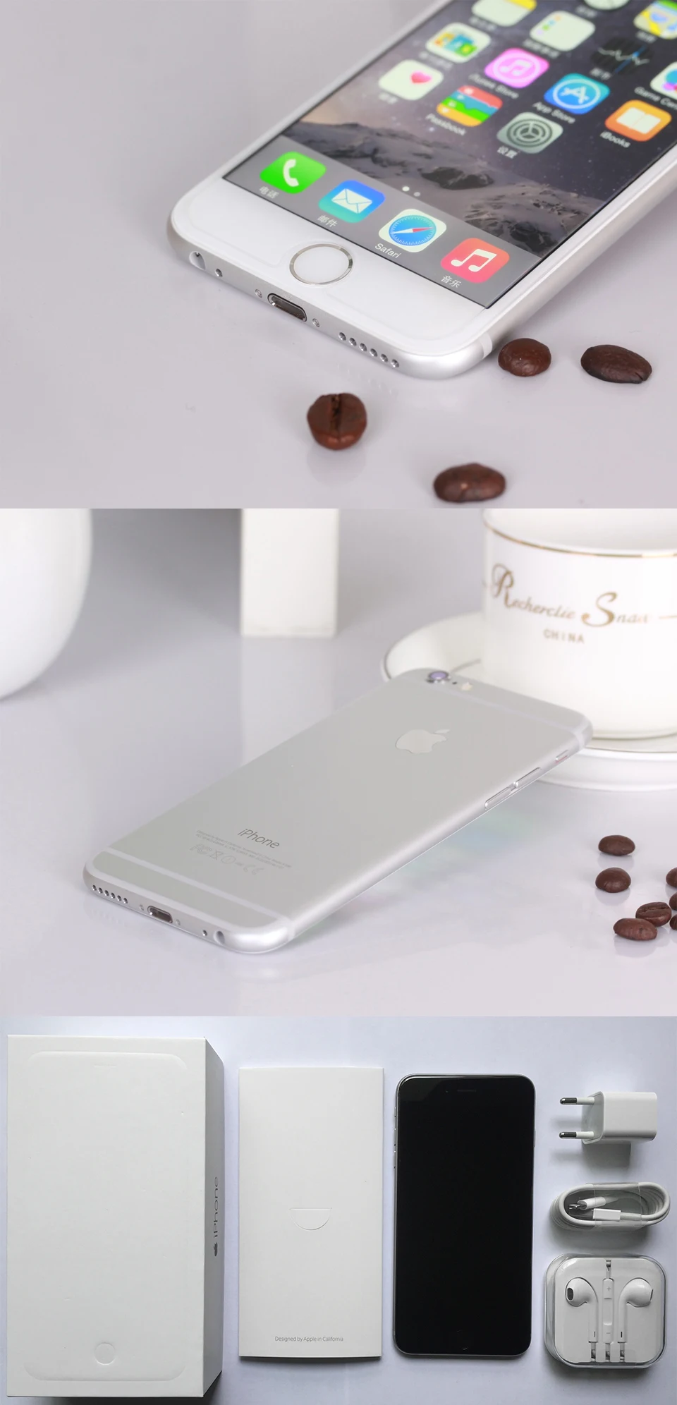 Разблокирована Apple iPhone 6 1 ГБ Оперативная память 4.7 дюймов iOS Dual Core 1.4 ГГц 16/64/128 ГБ встроенная память 8.0 МП Камера 3G WCDMA 4 г LTE использовать мобильный телефон