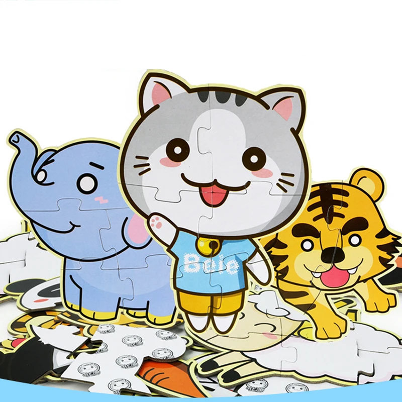 Детская головоломка с животными из мультфильмов для мальчиков и девочек раннего