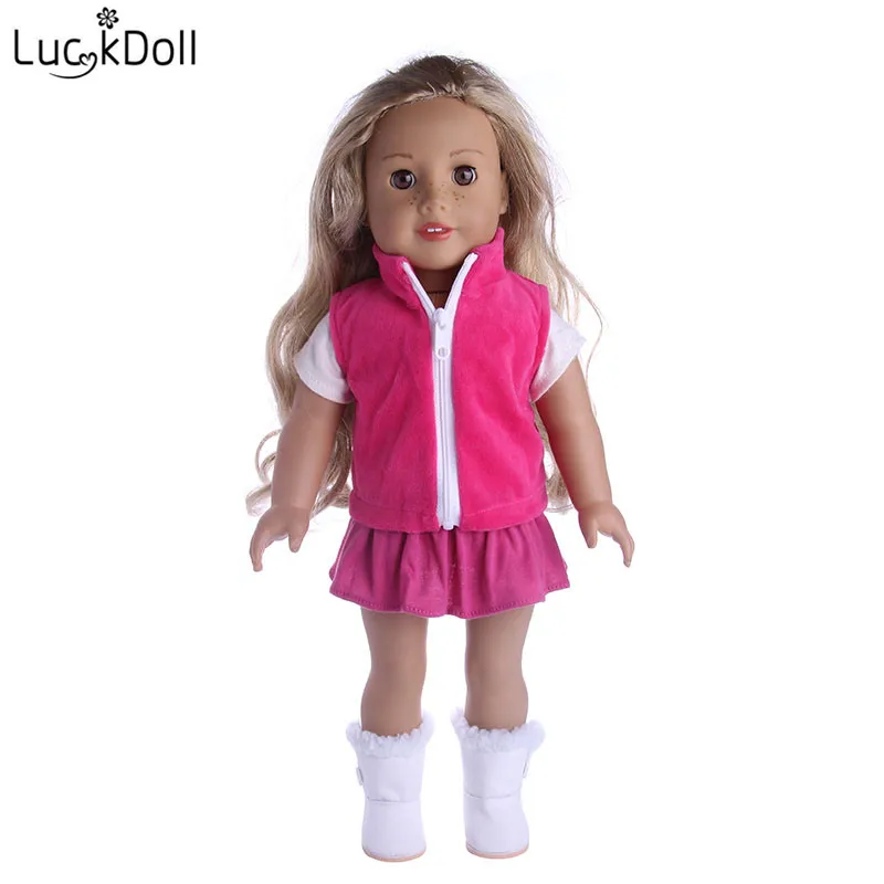 Одежда для кукол костюм с розово-Красной юбкой подходит 18 дюймов американский и 43