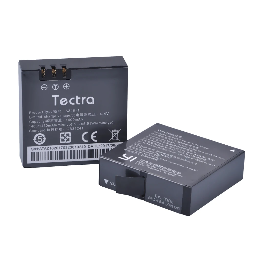 Tectra 6Pcs AZ16 1 1400mAh литий ионный аккумулятор для xiaomi yi + LED USB зарядное устройство с 3