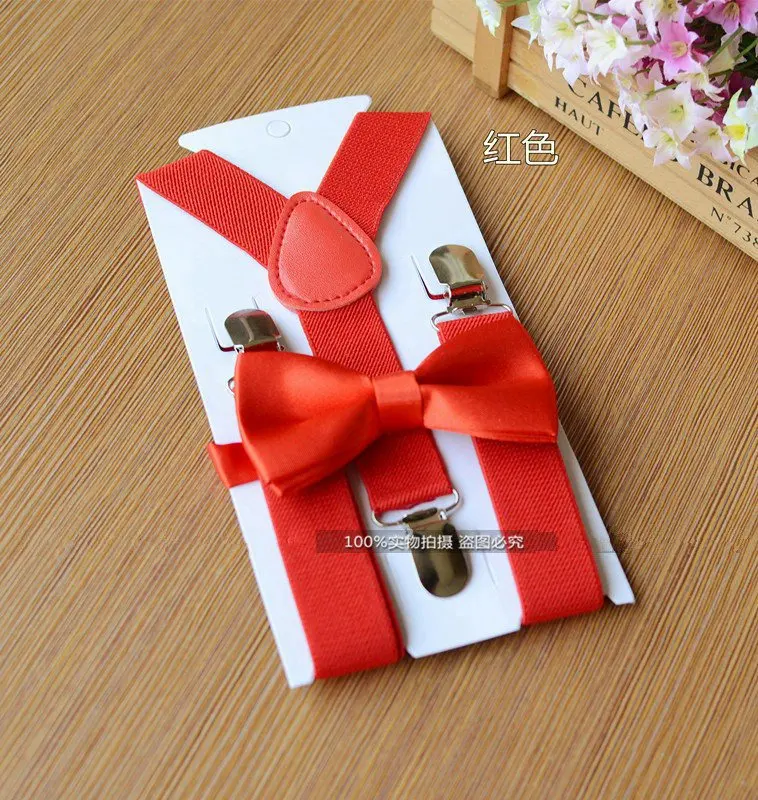 Kids Elastic Suspenders& Bow Tie RetailChildren Matching Tuxedo Suit Boys Girls Costume Adjustable Y-Back Brace Belt for 1-10T
