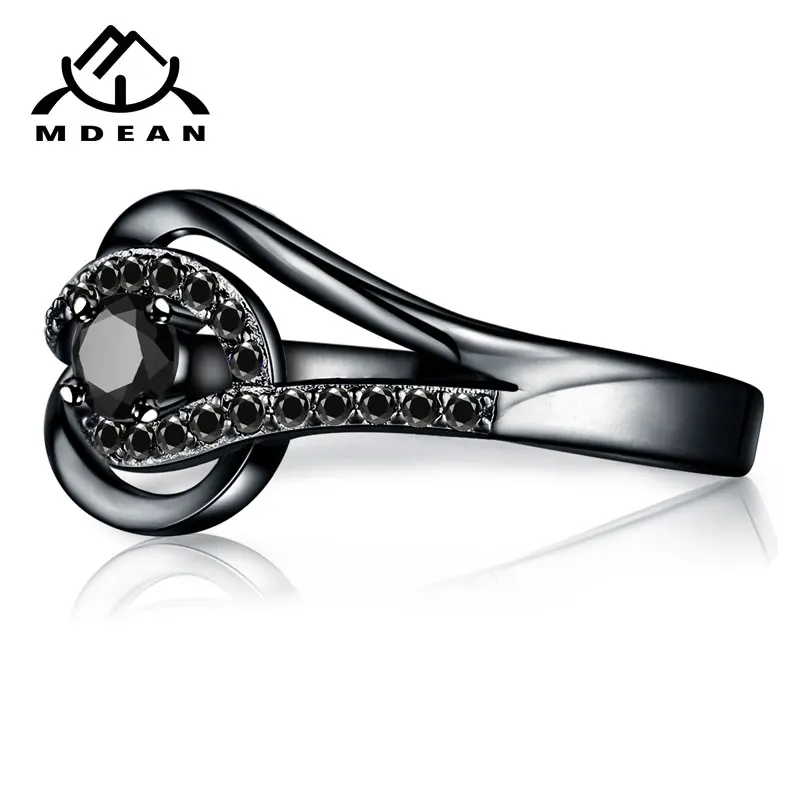 Mdean черный золотой цвет свадебные кольца AAA циркон для женщин вечерние ювелирные