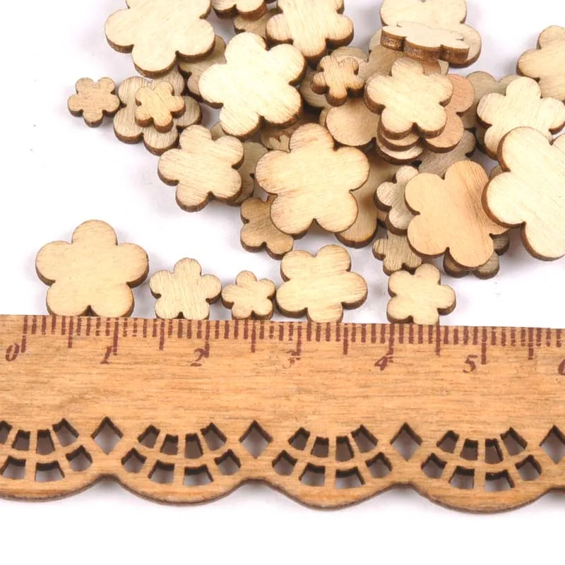 100 шт. натуральный смешанный цветочный узор Деревянный Скрапбукинг карфт для