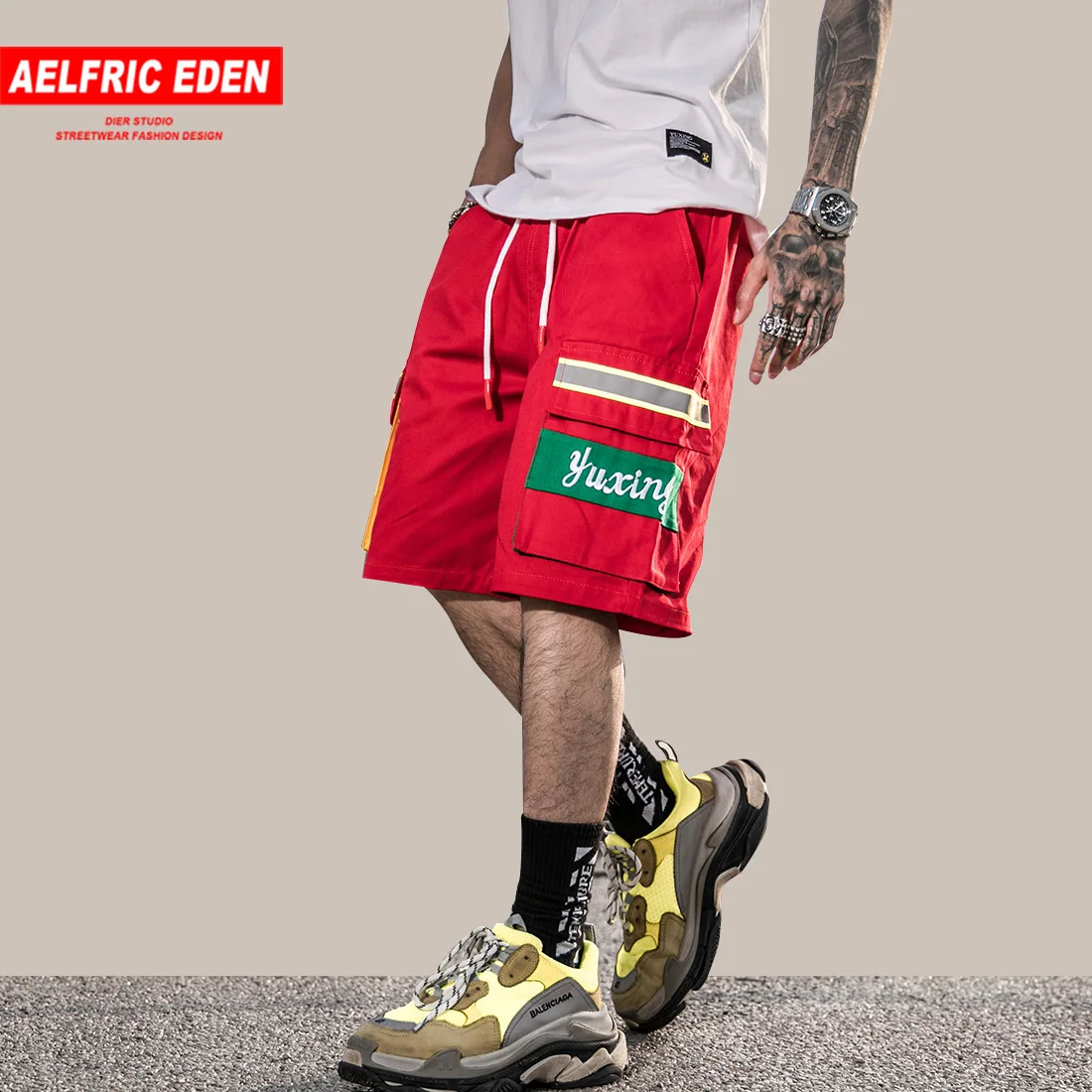 Aelfric Eden новинка 2019 модные шорты-карго цветные лоскутные уличная одежда свободные
