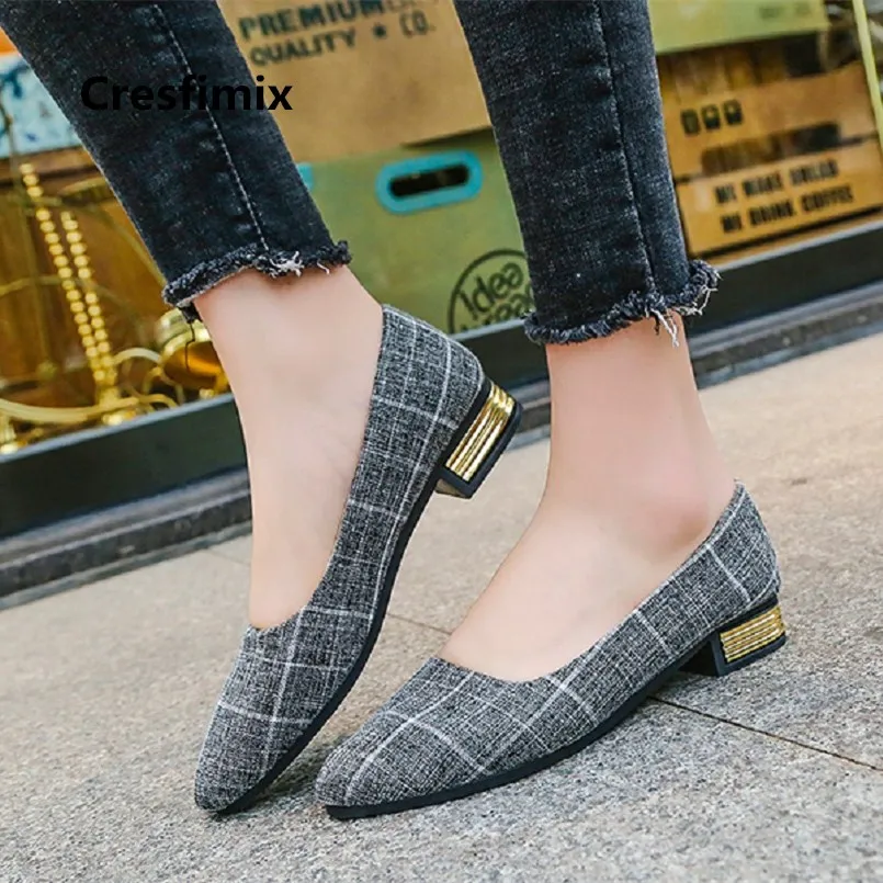 Cresfimix zapatos de mujer Женская Повседневная офисная обувь в клетку на плоской подошве