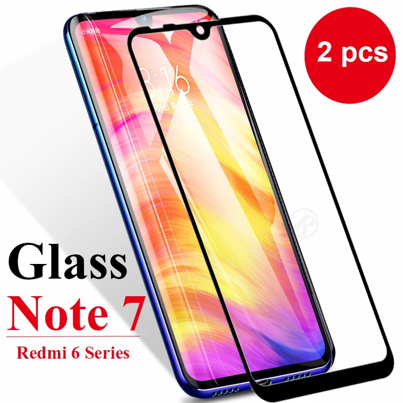 Закаленное стекло 2 шт./лот для xiaomi redmi note 7 с полным покрытием 6 6a pro 6pro пленка