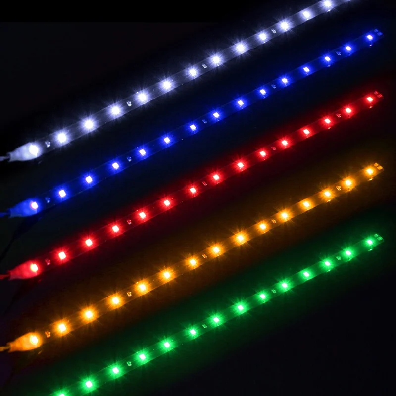 Фото 10 шт. 30 см Гибкие наклейки полоса авто-Стайлинг LED Switchback DRL налобный фонарь Авто Декоративные гибкие 12 в светодиодные фонари №3