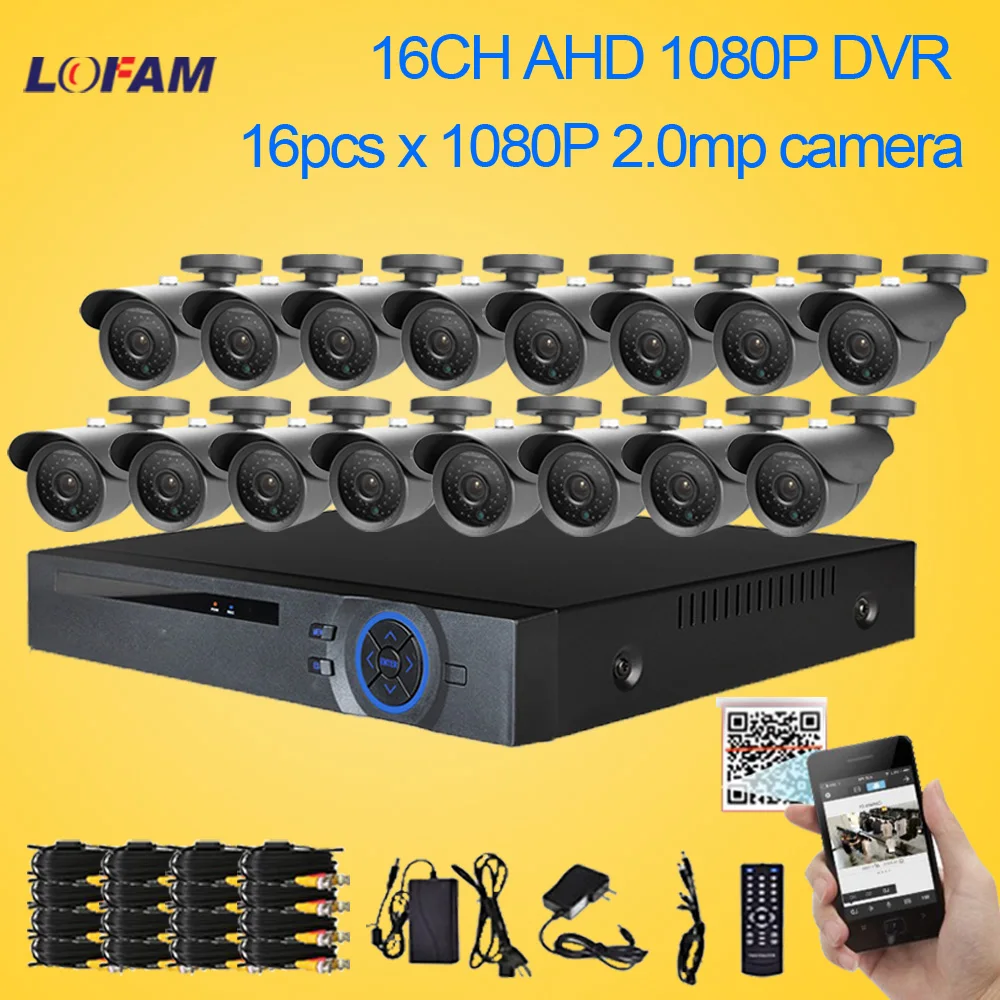 LOFAM 1080P AHD 16CH CCTV камера система Surveillce комплект DVR NVR рекордер открытый