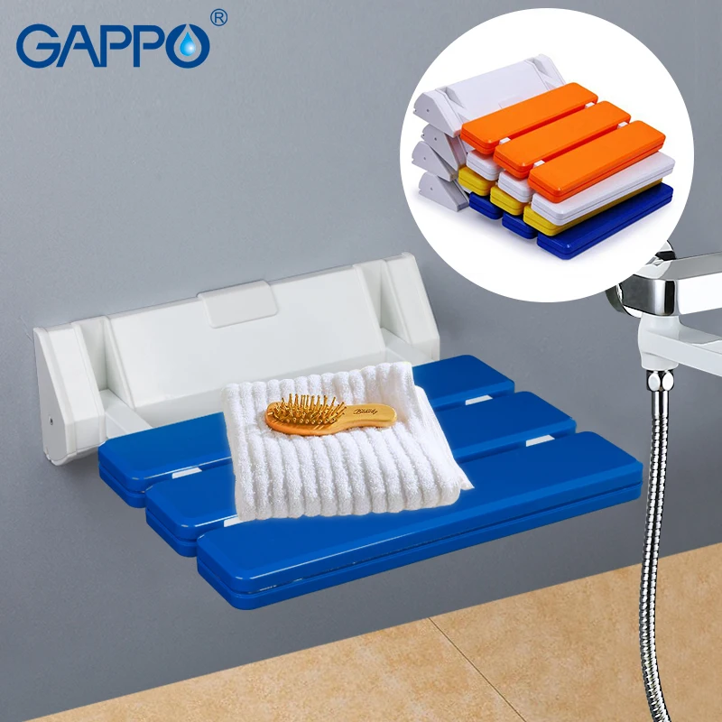gappo wall mounted shower seats bathroom white shower folding seat bath chair elderly shower spa bench stool free global shipping