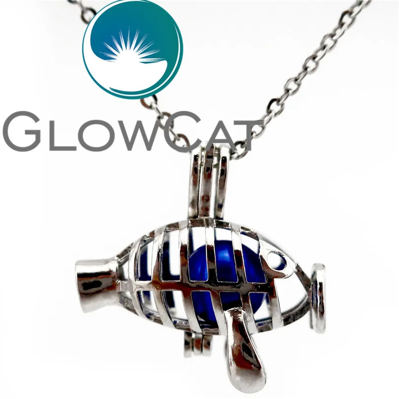 GLOWCAT KK688 серебро косичка рыбы бусины клетка медальон кулон Духи диффузор для