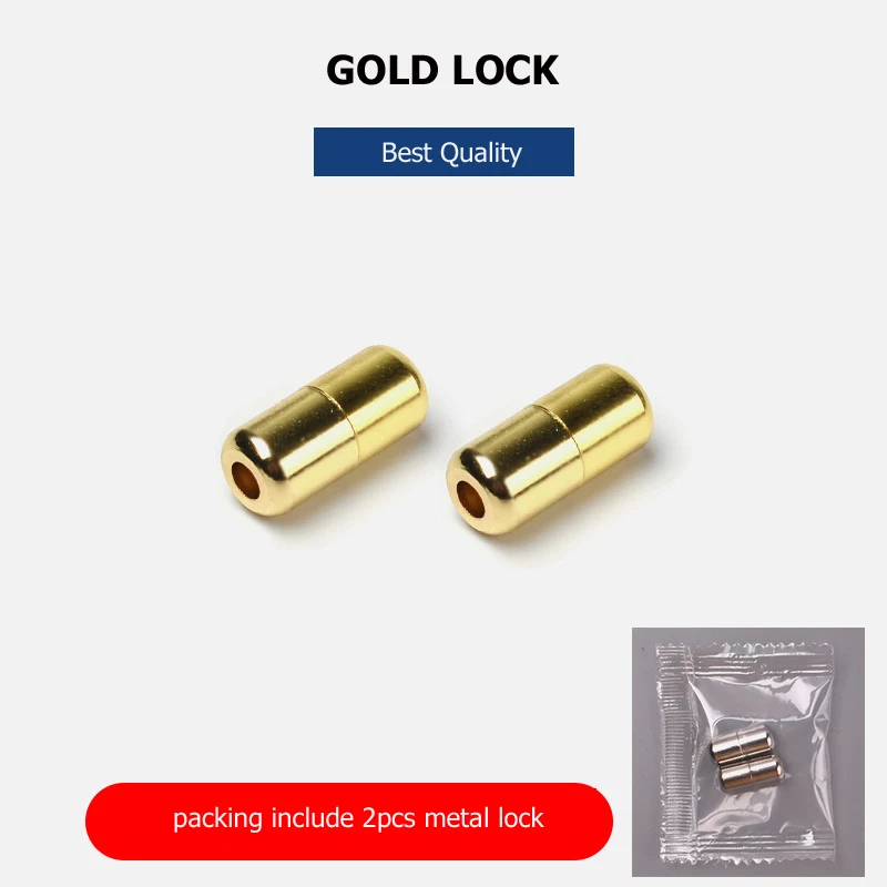 Gold metal lock Шнурки без завязок металлические шнурки с эластичным шнурком для обуви система шнурков для кроссовок кроссовки для детей и взрослых - Цвет: Gold metal lock