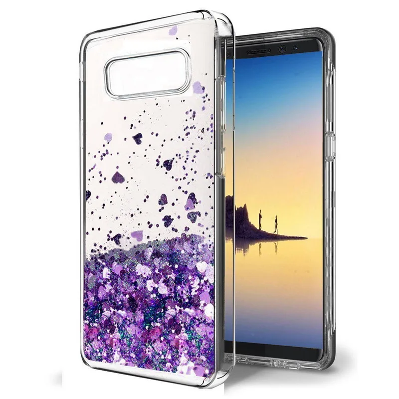 Блестящие прозрачные чехлы для samsung Galaxy S6 S7 Edge S8 S9 S10 Plus Note 8 9 10 Plus - Цвет: Purple
