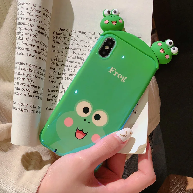 For iPhone XS max XR X Cute 3D Green frog Cony rabbit bear Ryan phone Cases iphone 8plus 8 7 6 Plus Apeach soft back cover |